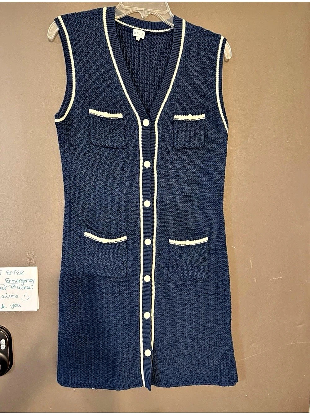 KULE The Virginie Dress Knit Mini Blue & Cream Medium